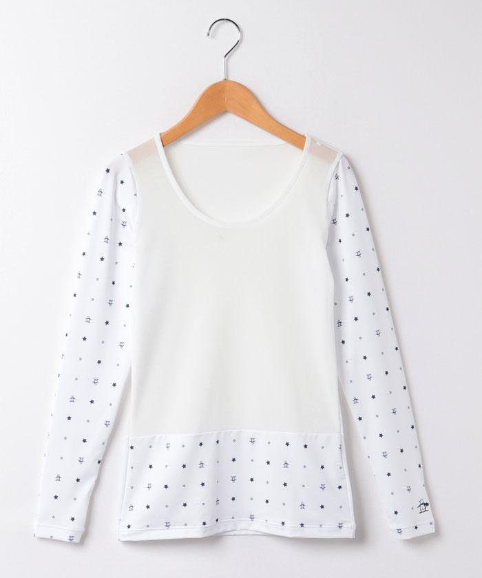 【公式】【SALE/30%OFF】 マンシングウェア SUNSCREEN クルーネック総柄プリント 長袖アンダーシャツ メッシュ素材 レディース ウェア アンダーウェア タイツ インナー ゴルフ スポーツ ブランド セール 2024年春夏モデル MGWXJM03