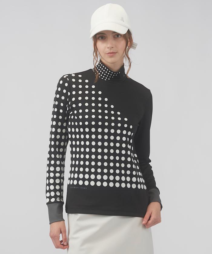 【マラソン期間限定 P10倍/10%OFFクーポン】【公式】ランバン スポール ドット柄 モックネック 長袖シャツ【 蓄熱保温 / 吸汗速乾 / UV 】 レディース ゴルフ ウェア シャツ ゴルフ ゴルフウェア おしゃれ スポーツ ブランド セール VLX101201 2024年春夏モデル