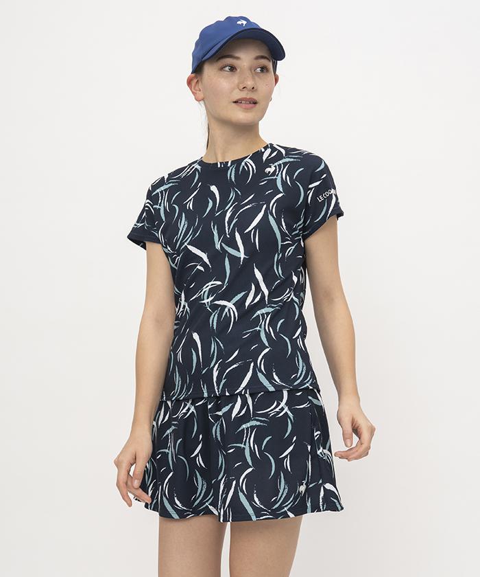 【SALE/50％オフ】【公式】ルコックスポルティフ テニス グラフィックゲームシャツ レディース JTA公認 高速ドライ 吸汗速乾 ストレッチ UVカット テニスウェア 半袖シャツ 総柄 ウェア スポーツ ブランド 2024年秋冬モデル LN4FHT31L