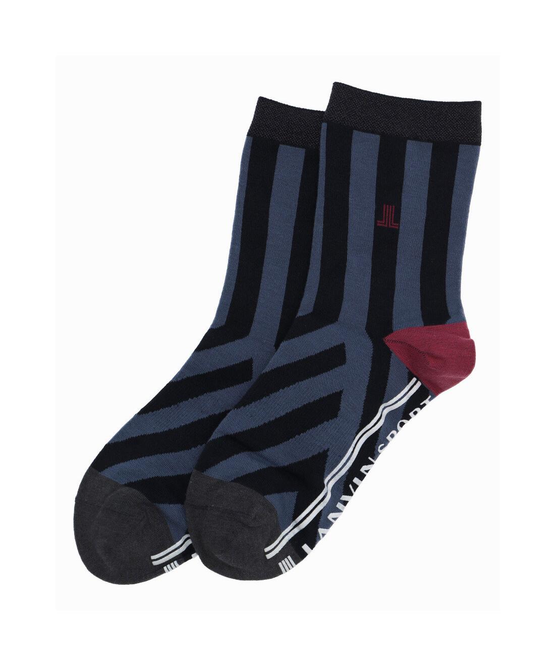 【公式】 ランバン スポール LANVIN SPORT 変形ストライプミドル丈ソックス【返品...