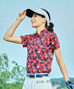 【公式】ルコックスポルティフ ゴルフ le coq sportif golf 総柄半袖シャツ レディース 女性 肌面ドライ 吸汗速乾 UVカット ストレッチ Sunscreen NIR DEO SCREEN ゴルフ スポーツ 2025年秋冬モデル LG5FHS02L