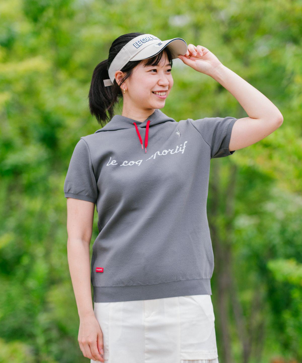 【公式】ルコックスポルティフ ゴルフ le coq sportif golf 【直営店限定】半袖ニットパーカー フード付 レディース 女性 手洗い可 おしゃれ ...