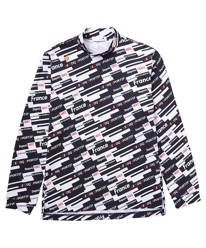 【ルコックスポルティフゴルフ】【ストレッチフォーサー】ボーダー柄モックネック長袖シャツ_LG4FLS52M