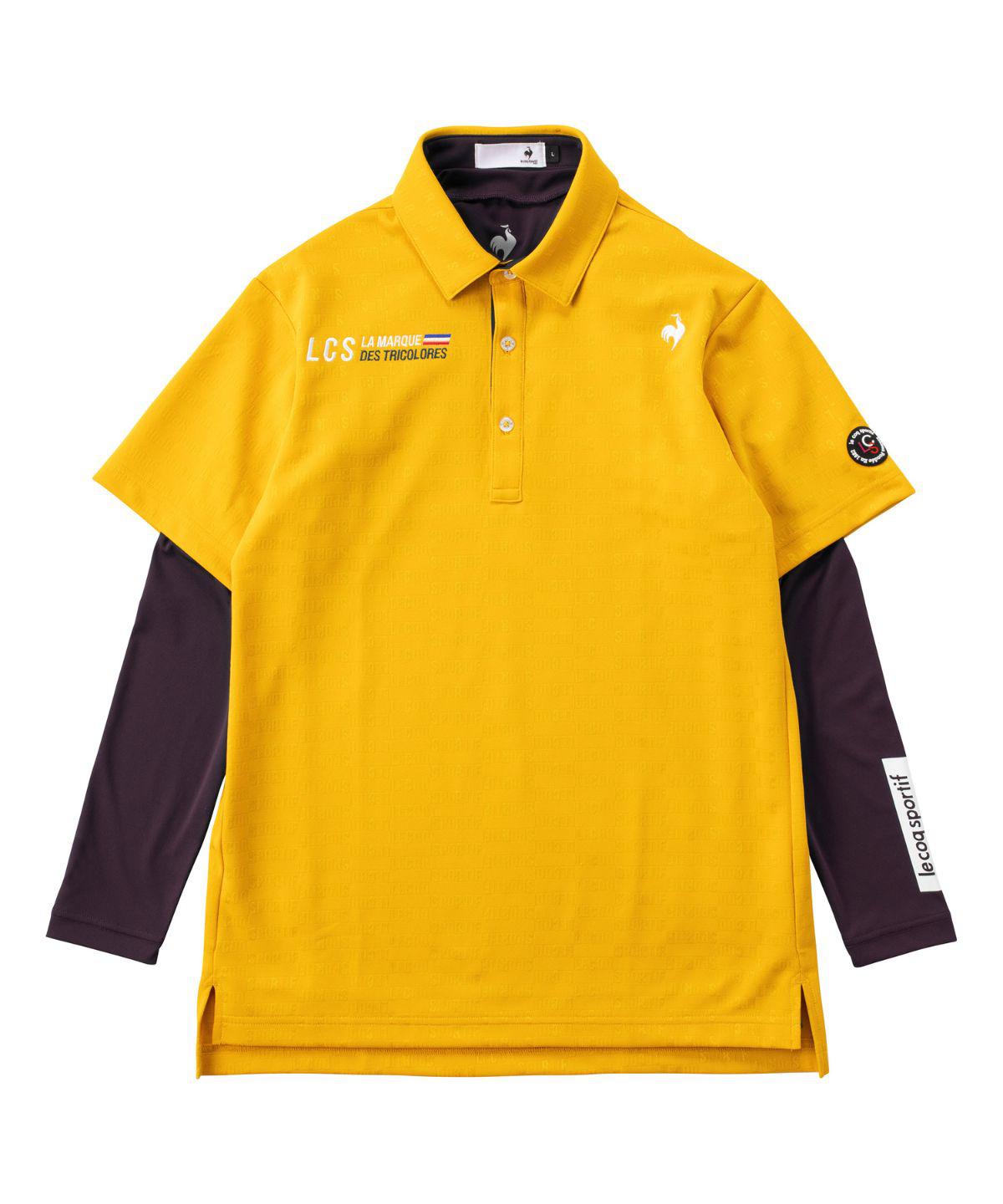 【ルコックスポルティフゴルフ】【ストレッチフォーサー】インナー付きロゴ地柄半袖シャツ_LG4FTZ01M