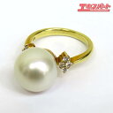 K18 11.9~12mm パール リング ダイヤ0.18ct 約12.5号 ミスマ店【中古】