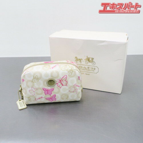 COACH コーチ バタフライ ウェイバリー ポーチ 蝶 ウェイバリーポーチ ピンク 前橋店【中古】