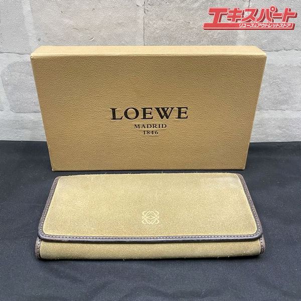 樂天商城 - LOEWE アナグラム スエード 長財布 札入れ ブラウン ロエベ 戸塚店【中古】