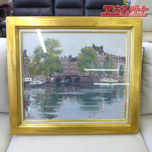 中古美品 武内和夫 アムステルダム風景 風景画 油彩10号 千葉大学名誉教授 巨匠 公田店【中古】