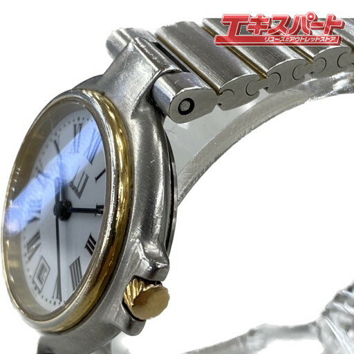 稼働品 ダンヒル レディースウォッチ ミレニアム 白文字盤 コンビ クォーツ 電池交換済み デイト Dunhill 平塚店【中古】