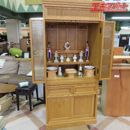 未使用品 展示品 神徒壇 祖霊舎 台付 ケヤキ 前橋店【中古】