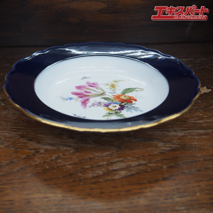 樂天商城 - マイセン Meissen ボタン剣 古マイセン コバルトブルー 金彩 花柄 23cm 深皿 辻堂店【中古】