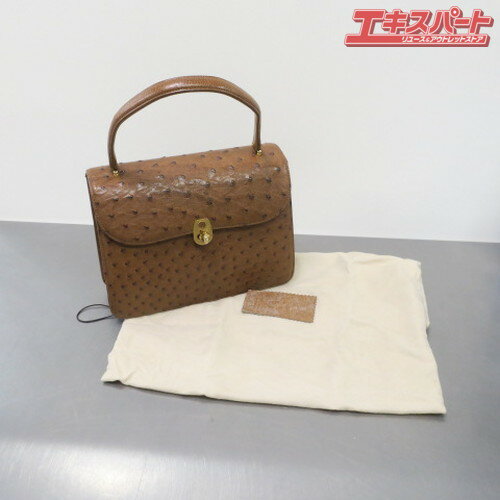 乐天商城 - HAMANO ハマノ 濱野皮革工藝 オーストリッチ ハンドバッグ ブラウン 前橋店【中古】