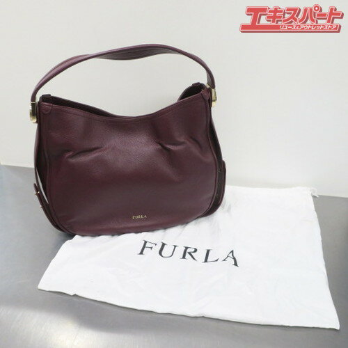 樂天商城 - FURLA フルラ LUNA ルナ ホーボー ショルダーバッグ ハンドバッグ 肩掛け 2WAY ボルドー 前橋店【中古】