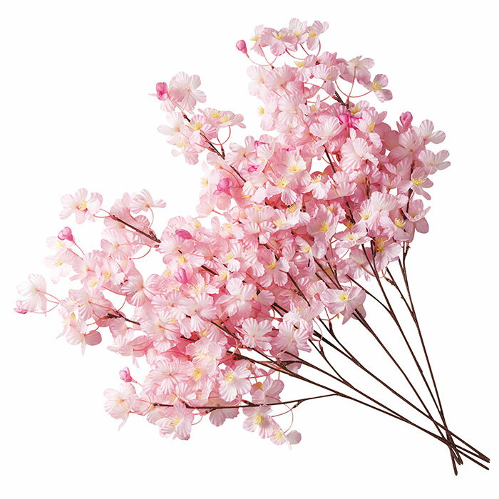 【6本組】中桜ブランチ店内を桜満開に飾り付けて、お客様の視線をキャッチ！送料無料 桜 さくら サクラ 造花 フェイクフラワー 春 装飾 花材 パーツ インテリア 枝 玄関 飾り ディスプレイ 花束のサムネイル