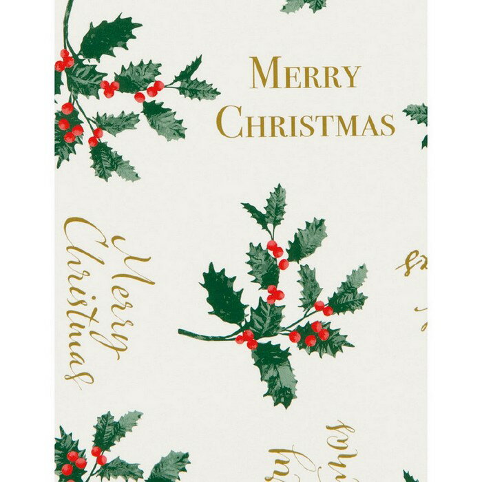 【50枚入り】クリスマス 包装紙 半裁 ヒイラギ個性的でハイセンスな北欧スタイルでギフトをさらにグレードアップ。クリスマス 包装紙 おしゃれ ラッピング ギフト...