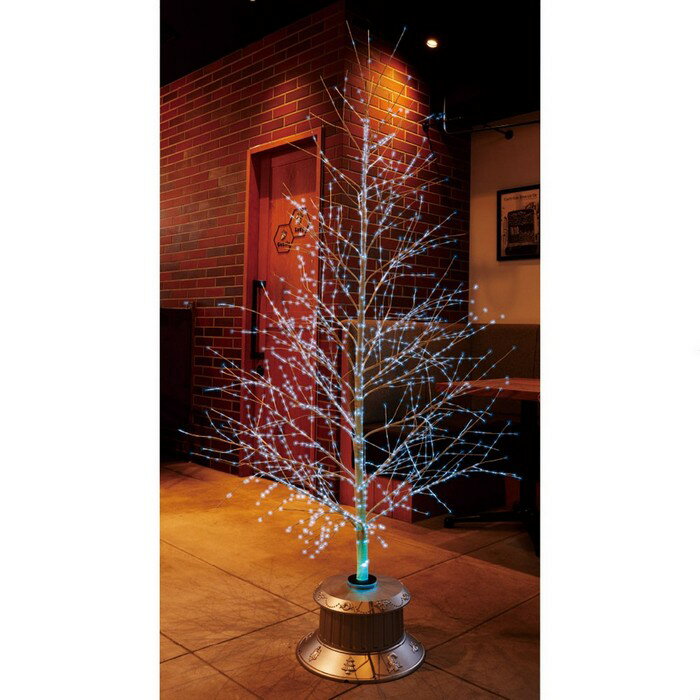 ホワイトブランチファイバーツリー H210cm 1本オーナメントの付いていない、シンプルな白い枝に光を通す素材(光ファイバー)を使用したツリー。クリアなLED光に浮かぶ白の枝が美しく幻想的！クリスマスツリー 210cm おしゃれ 北欧 大型 led ファイバーツリー