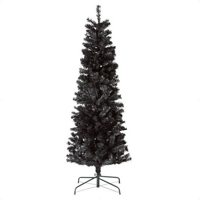 PVCクリスマスツリー ブラック スリム H240cm 1本クールな印象のブラックツリーのスリムタイプ。本体や枝やベースがすべて黒で個性的なクリスマスを演出します。クリスマスツリー 240cm ヌードツリー オーナメントなし シンプル スリム