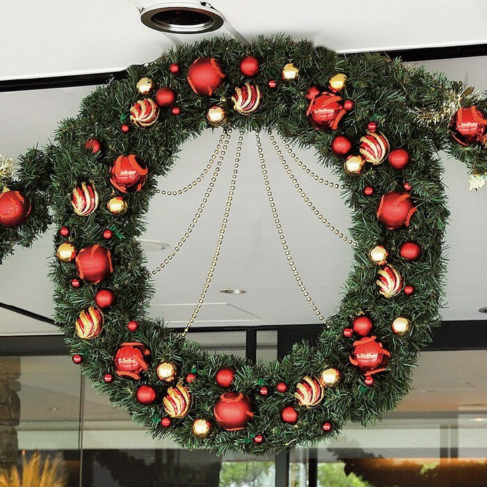 クリスマスリース デラックスリースセット おしゃれ おしゃれ 玄関 クリスマス 玄関 クリスマスリース おしゃれ 直径80cm 1セット 直径80cm クリスマス雑貨 クリスマス雑貨 ストア エキスプレス 店直径80cmのビッグリースにガーランドを組み合わせて
