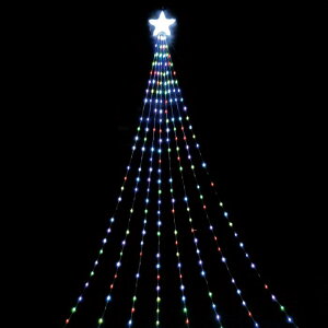 LEDデラックスナイアガラライト 2.5m一番上に星が付いているドレープライト。長さがあってとってもリーズナブル！リモコンで複数のカラーに調色OK！クリスマス イルミネーション 電飾 ライト LED 屋外 ナイアガラ