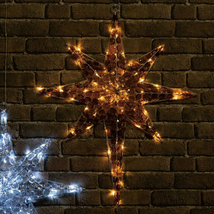 クリスタルビーズモチーフ デラックススター アンバー 1 個クリスマス ライト