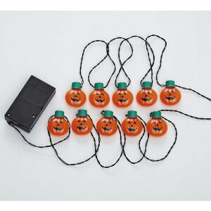 ハロウィンガーランドライト パンプキン10球 1本小さなカボチャ10個が連なったLEDライト付きのガーランドです。店内の壁やツリーに飾って。ゴーストモチーフもございます。ハロウィン 装飾 飾り 置物 オブジェ ディスプレイ LED ライト かぼちゃ カボチャ