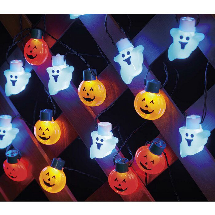 ハロウィンガーランドライト ゴースト10球 1本小さなおばけ10個が連なったLEDライト付きのガーランドです。店内の壁やツリーに飾って。パンプキンモチーフもございます。ハロウィン 装飾 飾り 置物 オブジェ ディスプレイ LED ライト かぼちゃ カボチャの商品画像 2