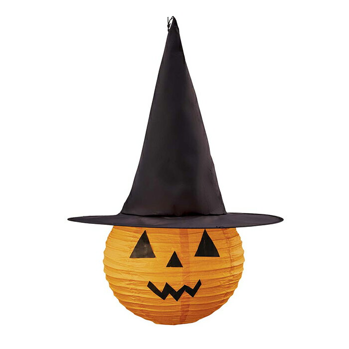 【光る】ハロウインランタン ウイッチパンプキン 1個ワンタッチで広がる帽子をかぶったパンプキンです。ライト付きなので暗いところでも使用可能！ハロウィン 装飾 飾り 置物 オブジェ ディスプレイ LED ライト かぼちゃ カボチャ