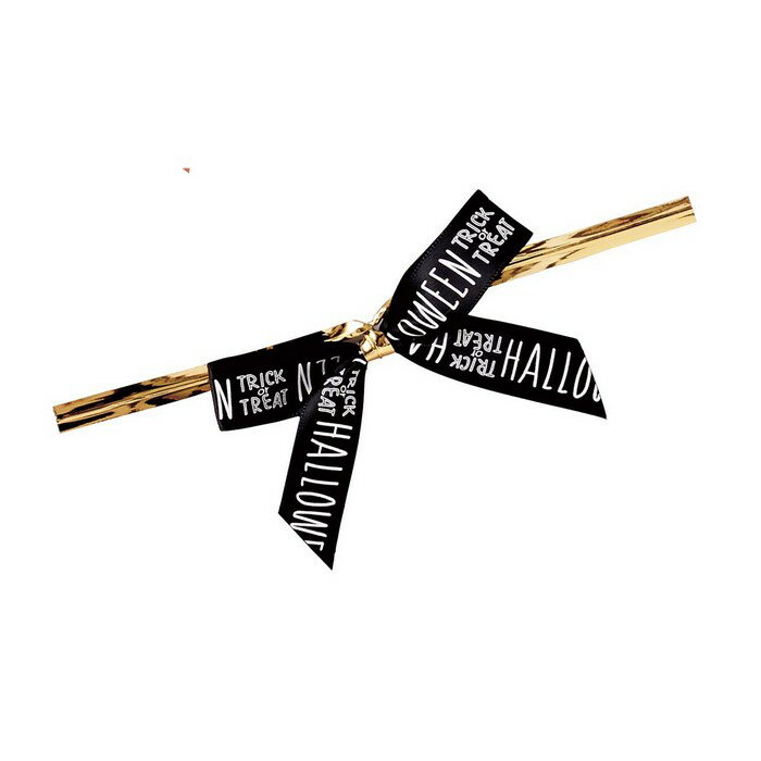 【30本入り】ハロウィンワイヤータイ ブラック便利なビニタイ付きの蝶結びリボンです。ギフトバッグに結ぶだけで簡単にハロウィン仕様のプレゼント包装に!ラッピング ...