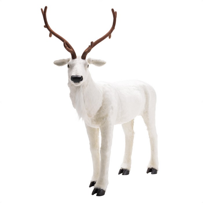 【高さ145cm】ホワイトディアオブジェ(鹿) 1台＜ホワイトシリーズ＞静寂な大人ムードを演出。雪の中に柔らかに灯る光や白いトナカイがクリスマス気分を高めます。クリスマス 飾り 装飾 雑貨 オブジェ