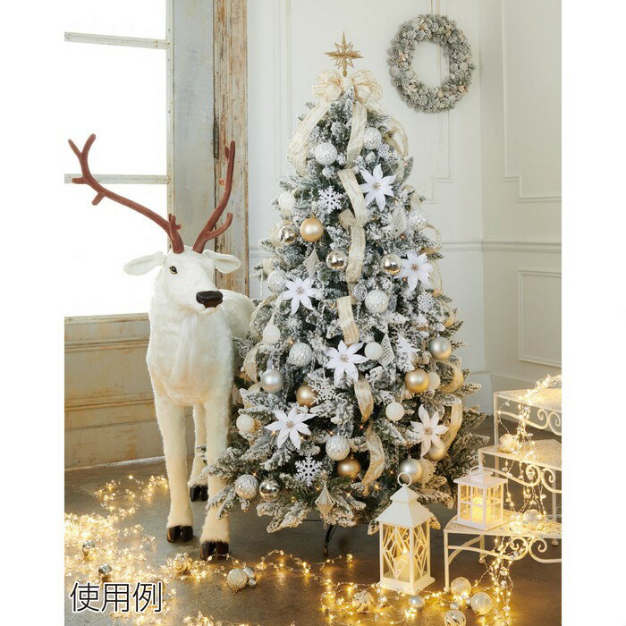 楽天ストア・エキスプレス　楽天市場店ツリーセット スノーホワイト H150cm＜ホワイトシリーズ＞静寂な大人ムードを演出。雪の中に柔らかに灯る光や白いトナカイがクリスマス気分を高めます。クリスマスツリー 150cm おしゃれ 北欧 ライト led