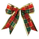 【10%OFFクーポン有り!6月25日限り】【12個入り】チェックリボン 小クリスマス 飾り 装飾 オーナメント