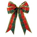【10%OFFクーポン有り!6月25日限り】【6個入り】チェックリボン 大クリスマス 飾り 装飾 オーナメント