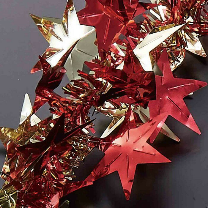 スターモール 270cm 1本 レッド 1本大きなスターがきらめく華やかなモールです。180cmのツリーに2〜4本の使用がおすすめです。クリスマス 飾り 装飾 オーナメント ガーランド モール パーティ