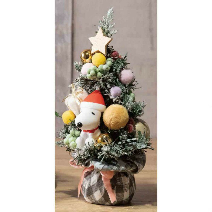 【クーポンで10％OFF！10/1 0:00～11/30 23:59まで！】【24cm】ミニツリー スヌーピー ピンクリボン 1個クリスマスツリー 飾り 装飾 雑貨 オブジェ スヌーピーのサムネイル
