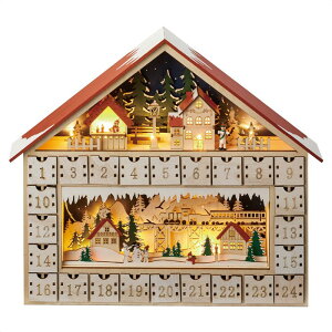 木製LEDアドベントカレンダー ハウス 1個木の温もりあふれるオブジェが集合。聖夜へのカウントダウン♪♪♪クリスマス 飾り 装飾 雑貨 アドベントカレンダー 北欧