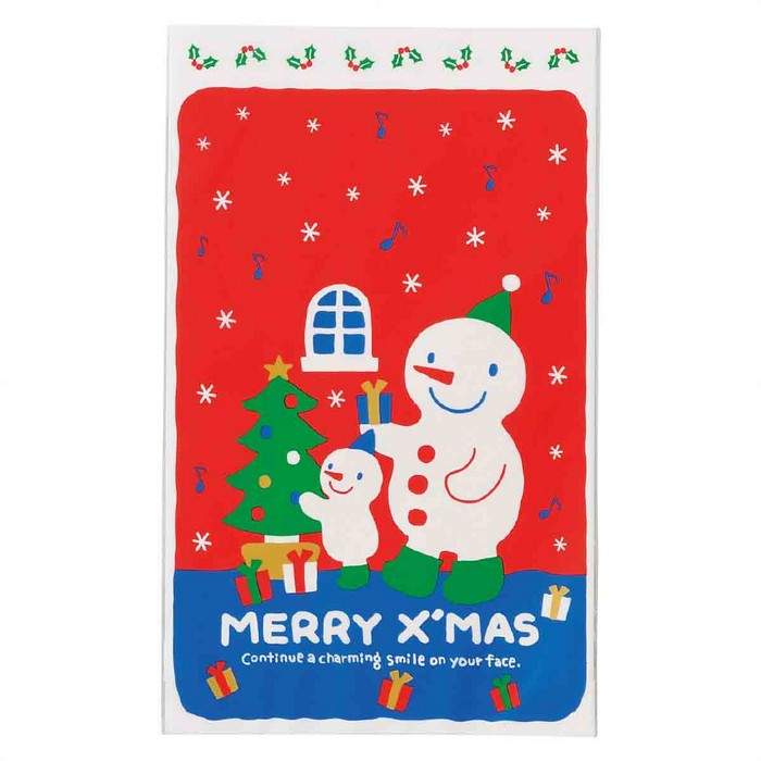 楽天ストア・エキスプレス　楽天市場店【50枚入り】スノーマン ギフトバッグ 15×25cm中身が見えにくい袋です。クリスマス ギフト バッグ ラッピング 袋 おしゃれ 手提げ お菓子