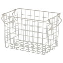 【5%OFFクーポン有り!6月1日限り】スタッキングワイヤーバスケット ホワイト W26×D18×H18cm 1個バスケット ワイヤー アイアン スタッキング スチール かご カゴ 収納