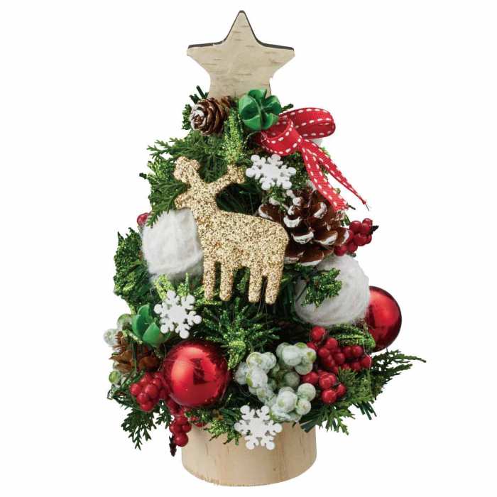 【ポイント5倍！10月30日0:00〜23:59】【高さ20cm】ウッドベース ナチュラルクリスマスツリー トナカイ 1個クリスマスツリー おしゃれ 北欧 卓上 ミニツリー
