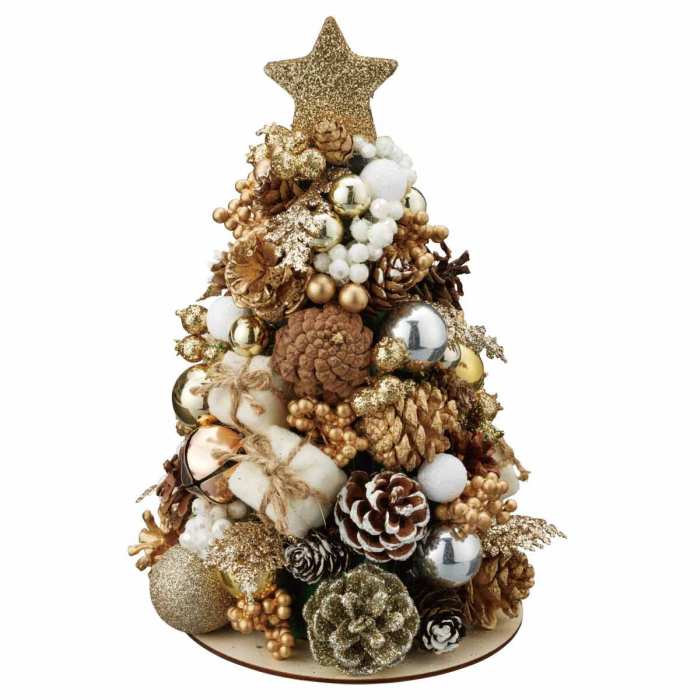 【クーポンで10％OFF！10/1 0:00～11/30 23:59まで！】26cm／ミックスクリスマスツリー ゴールド 1個クリスマスツリー おしゃれ 北欧 卓上 ミニツリーのサムネイル