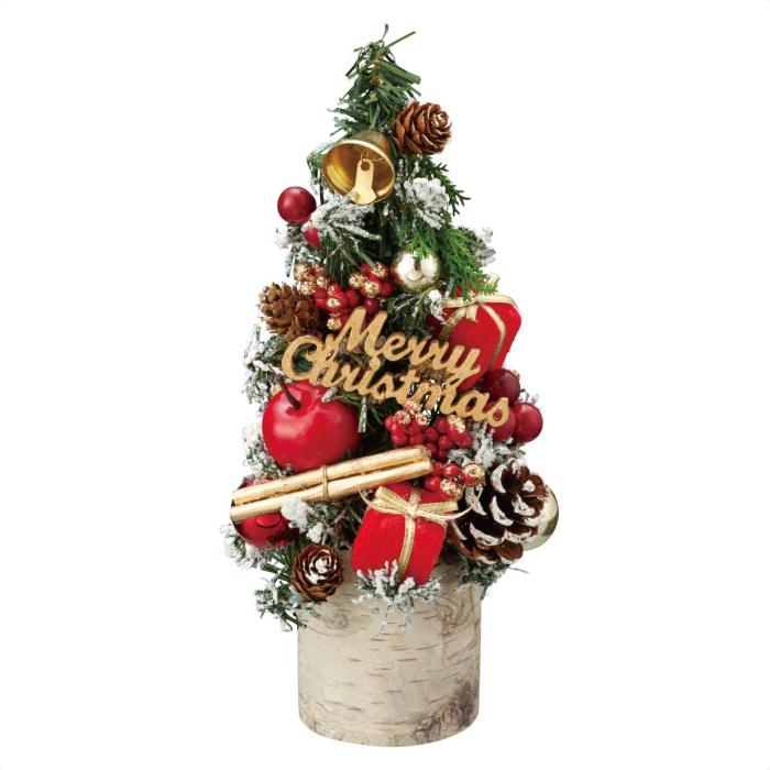 【高さ26cm】白樺ベースクリスマスツリー レッド 1個ちょこんと並べるだけでもかわいい！シンプルな卓上ミニツリー。クリスマスツリー おしゃれ 北欧 卓上 ミニツリー