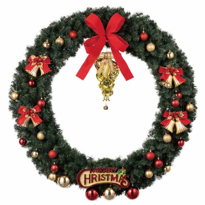 【直径120cm】特大クリスマスリースセット直径120cmの大きなリースは注目度満点！クリスマス 飾り 造花 おしゃれ リース 玄関 30cm以上のサムネイル