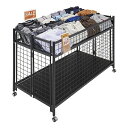 中折れワゴン ネットタイプ 黒 W120cm 1台底板を側面に取り付けて4面ネットにすることで、ボールや長物の陳列が可能です。送料無料 ワゴン 販売台 陳列台 ...