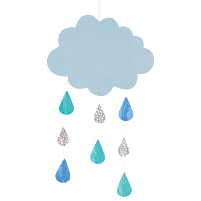 雨雲ドロップハンガー 1枚吊り下げるだけで梅雨に関するコーナーをおしゃれに彩ってくれます。光の当たり方でドロップモチーフの色が変わってキレイ♪送料無料 プリーツハンガー 飾り 装飾 吊り下げ ディスプレイ 梅雨 3