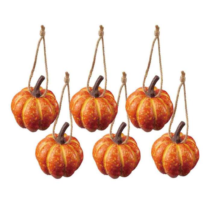 【6個入り】パンプキンハロウィンオーナメントシンプルなカボチャのオーナメント。ミニツリーに吊るしてかわいいハロウィンディスプレイに。送料無料 ハロウィン 飾り 置物 小物 ディスプレイ オブジェ 装飾 グッズ かぼちゃのサムネイル