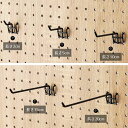 【10本セット】有孔パネル用フック(直径4mm) 黒 L2cm有孔パネル用のスチール製フック。孔径6mm／孔ピッチ25mm／パネル厚5～5.5mmのパネルに使用できます。送料無料 フック 陳列用 ディスプレイ 店舗 有孔ボード