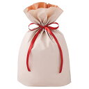 【20枚入り】梨地リボン付きギフトバッグ ベージュ 31×43(30)×底マチ12cmリボンを絞ると内側の袋が見えてツートンカラーになり高級感がアップします。送...