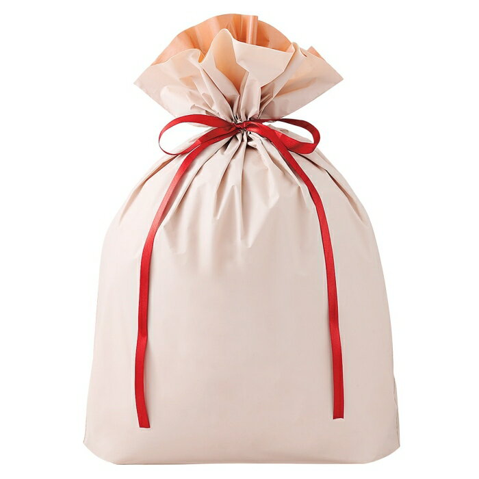 【5%OFFクーポン有り!11月30日限り】【20枚入り】梨地リボン付きギフトバッグ ベージュ 45×56(42)×底マチ12cm送料無料 ラッピング 袋 ギフ...