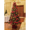 ベース付きクリスマスツリーセット レッド 高さ240cmクラシックな木製のベースが高級感をアップ。幅広リボンや大ぶりの装飾を贅沢に使い、華やかさを極めます。送料無料 クリスマスツリー 大型 おしゃれ 北欧 イルミネーション ライト 光る