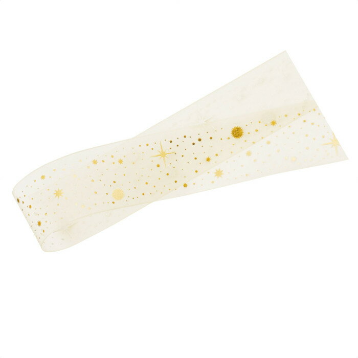 クリスタルオーガンジーリボン 38mm幅×20m巻 アイボリー 1巻キラキラときらめくオーガンジーリボン。送料無料 ラッピング リボン ギフト 手芸 素材 白 ...