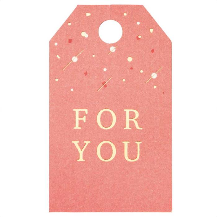 【50枚入り】箔押しギフトタグ ピンクリボンに通す、ワイヤータイにつけるギフトバッグに引っ掛ける…多彩な使い方ができるタグ。送料無料 ラッピング リボン ギフト...